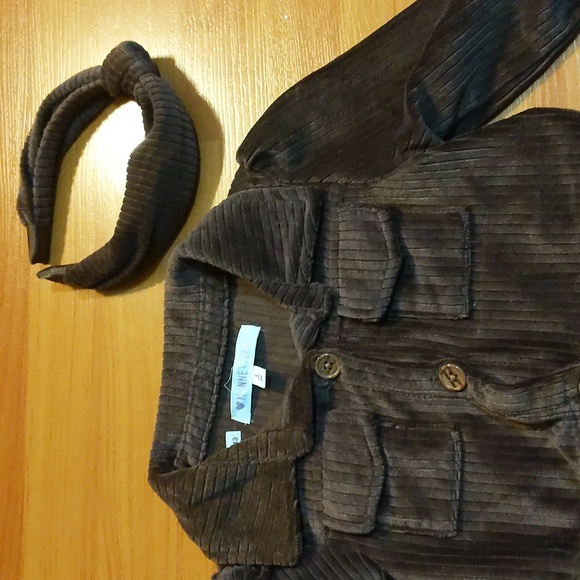 Girl's Velour Effect Dress and Headband - Picture 2 of 3